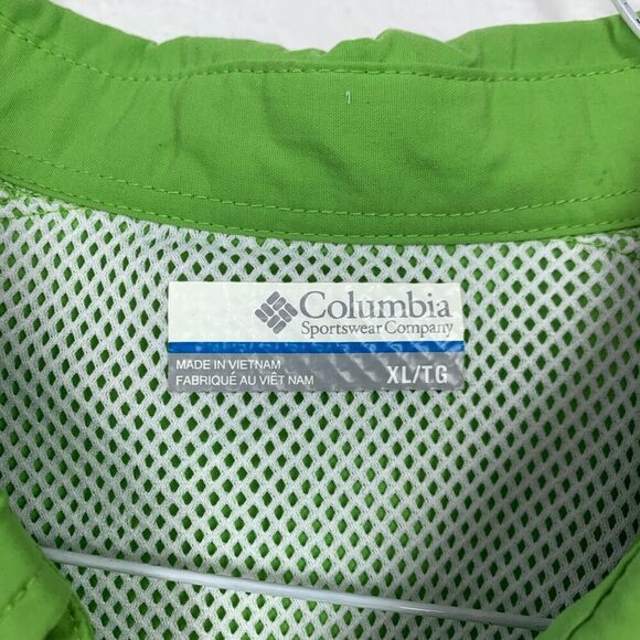 Columbia PFG Neon Green Button Down Mesh Lining Short Sleeve Shirt XL - Picture 4 of 11